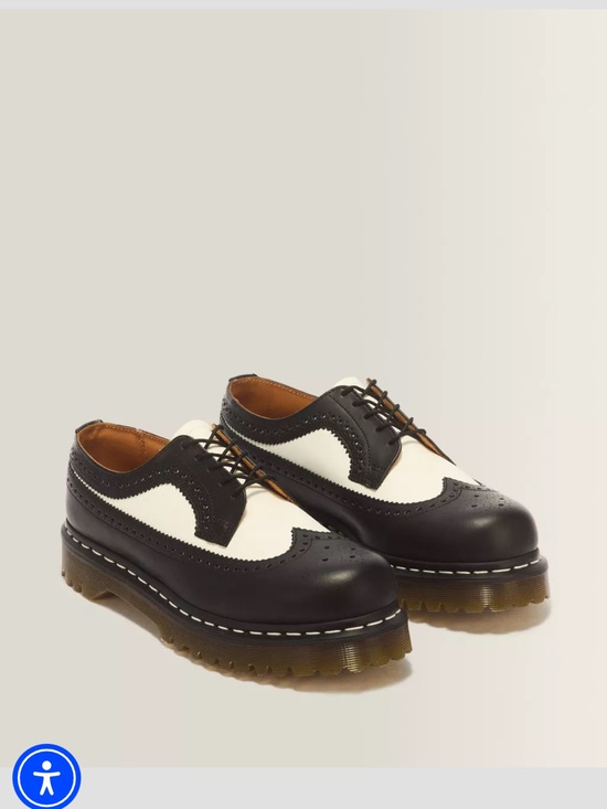 Dr. Martens Shoes - Dr. Martens 3989 Bex Smooth Leather Brogue Shoes, Black & White, Made in England